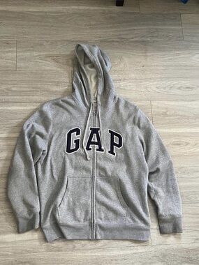 GAP Gray Full-Zip Hooded Jacket with Logo